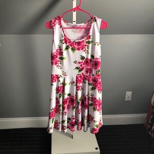 White Mark Pink Floral Sleeveless Scoop Neck Dress